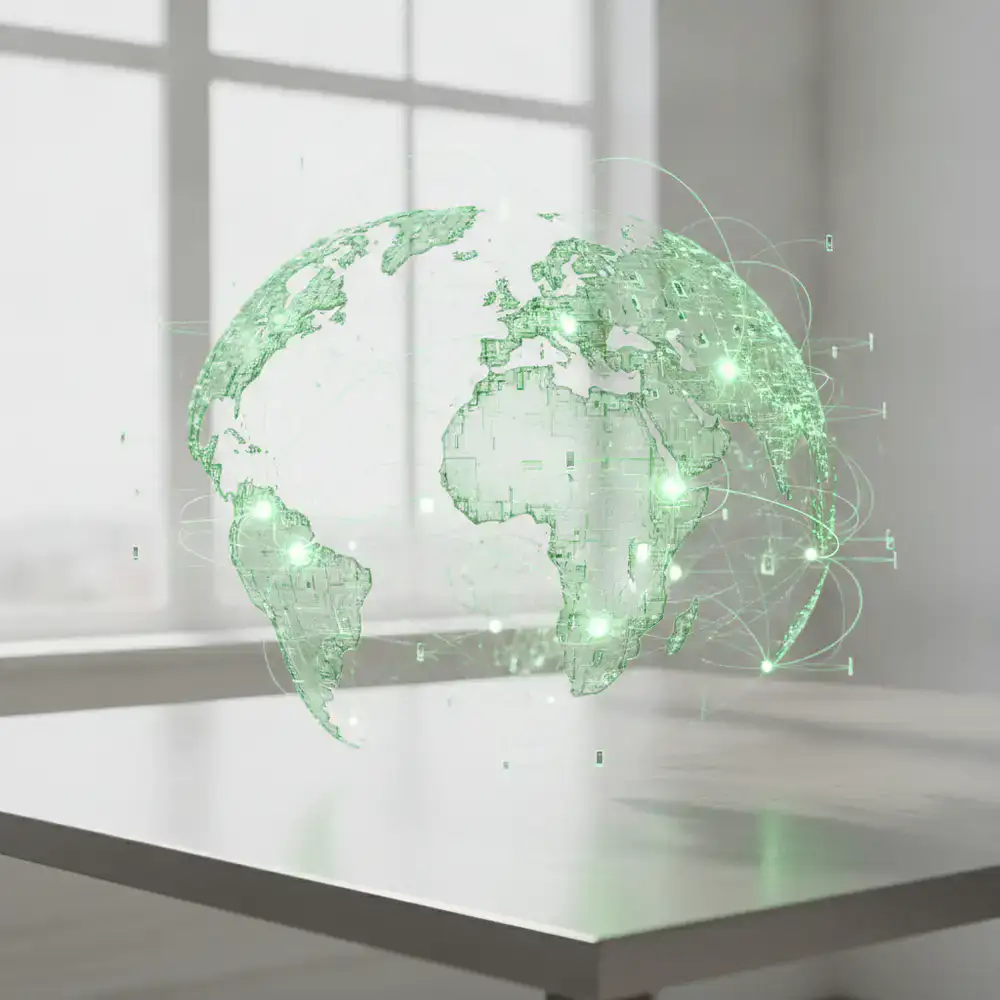 Mapa conceitual de conexões digitais globais